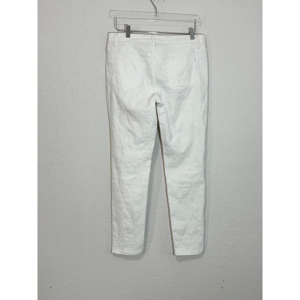Simply Vera Vera Wang Denim Pants Women 10 White Textured Crinkle Slim Leg - Picture 2 of 7